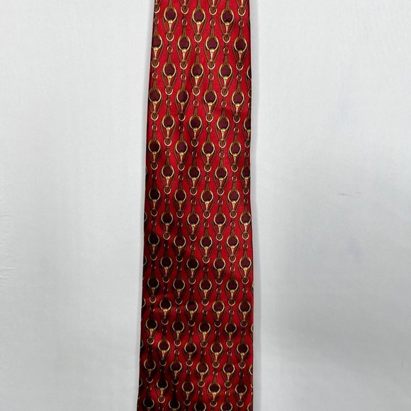 Scappino Men’s Necktie 4” Red & Gold Silk Neck Tie Bridal Bits - Picture 2 of 10